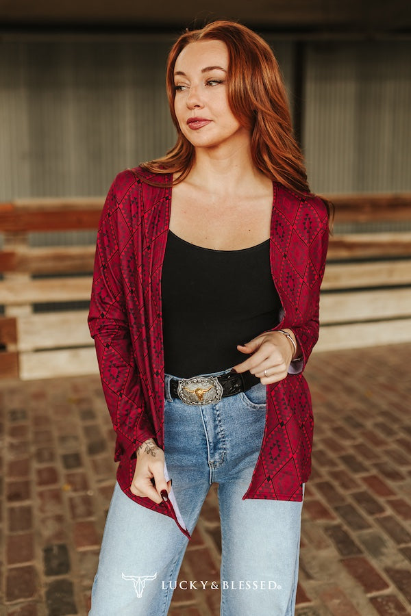 Coral Southwestern Cardigan