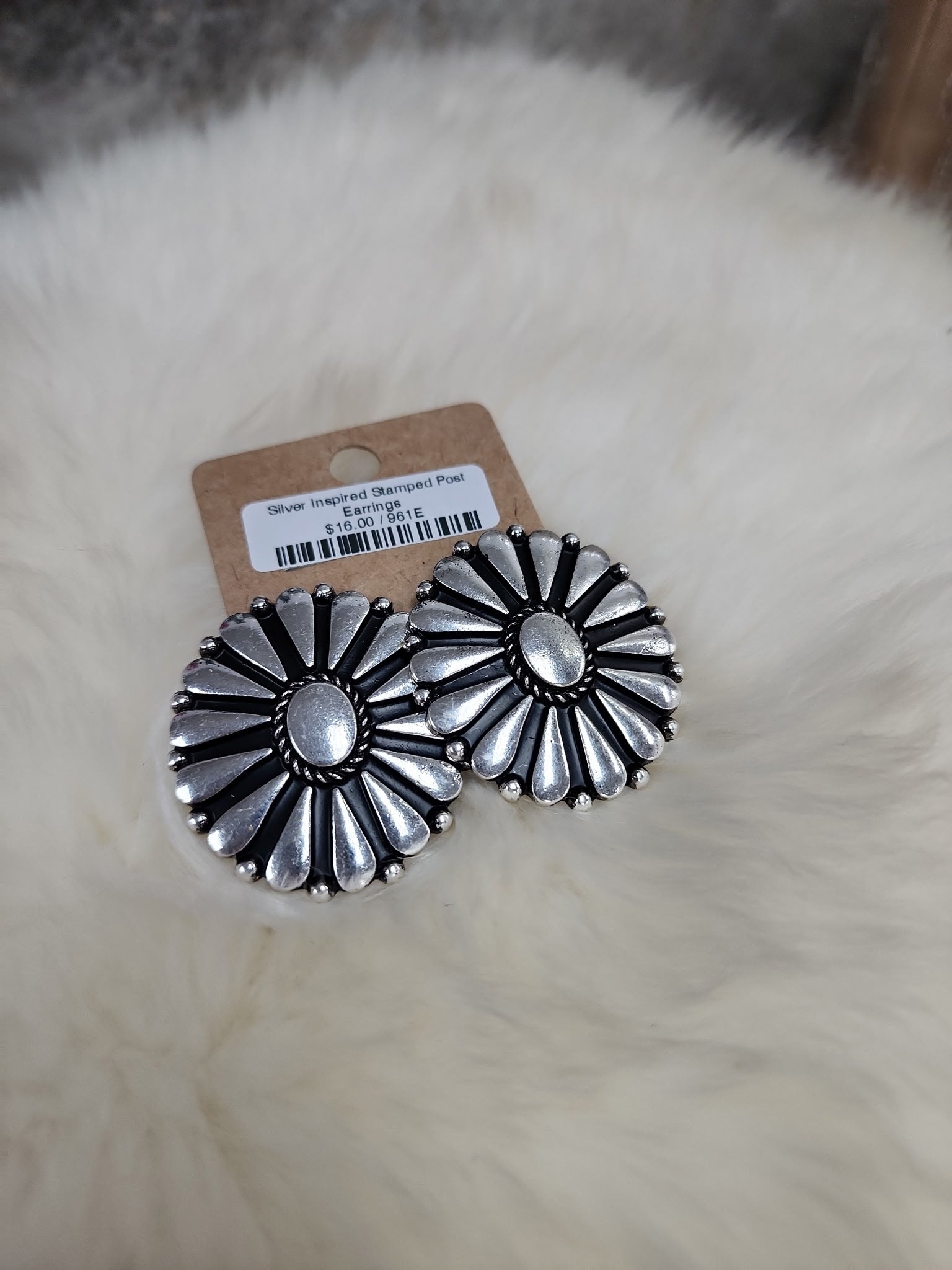 Silver Inspired Stamped Post Earrings