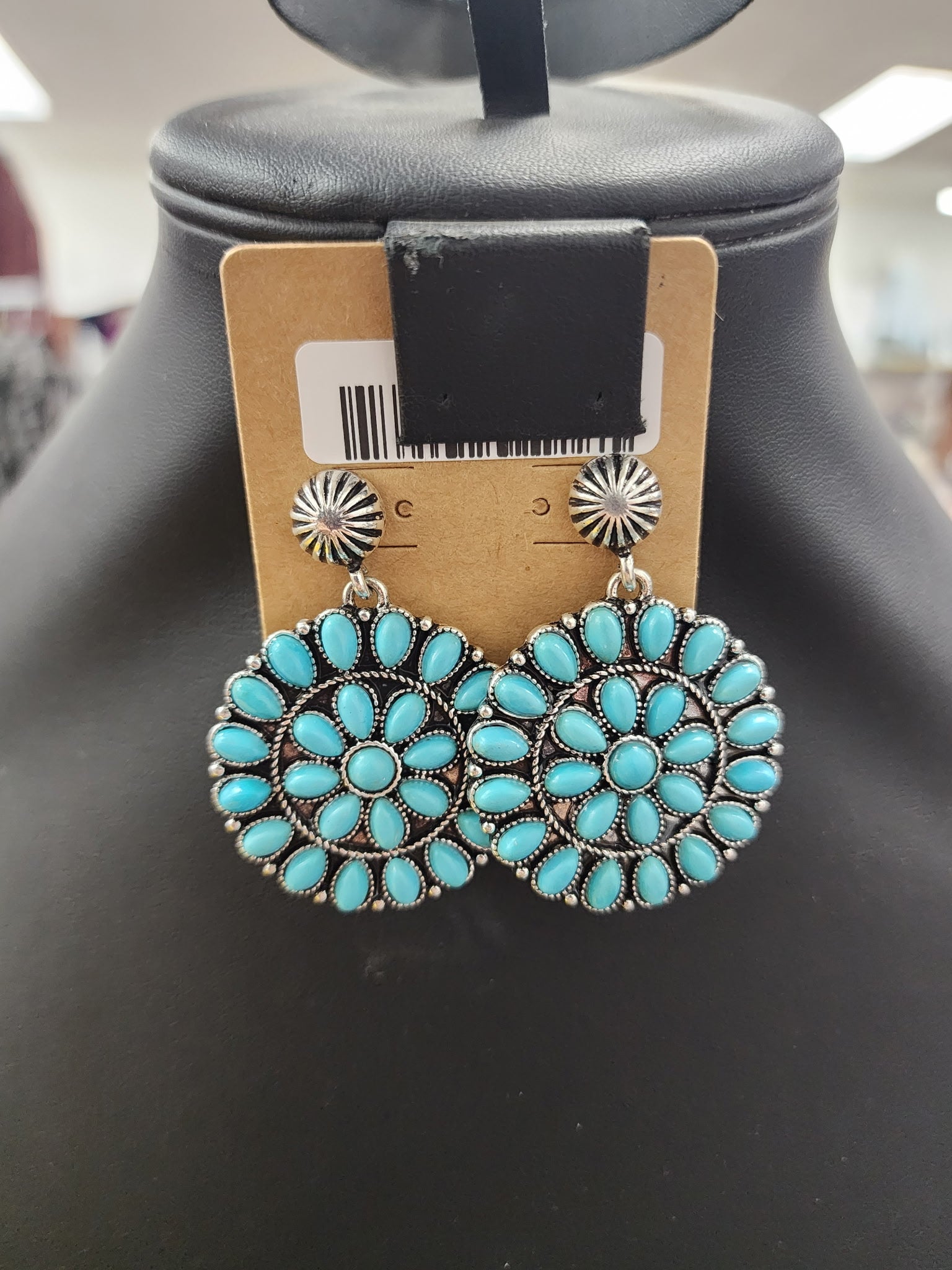 Turquoise Round Cluster Post Earrings