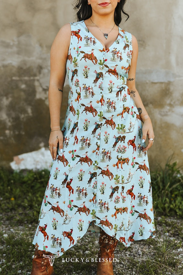 Western Summer Button Dress