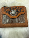 Trinity Ranch Brown Cowhide Concho Wallet