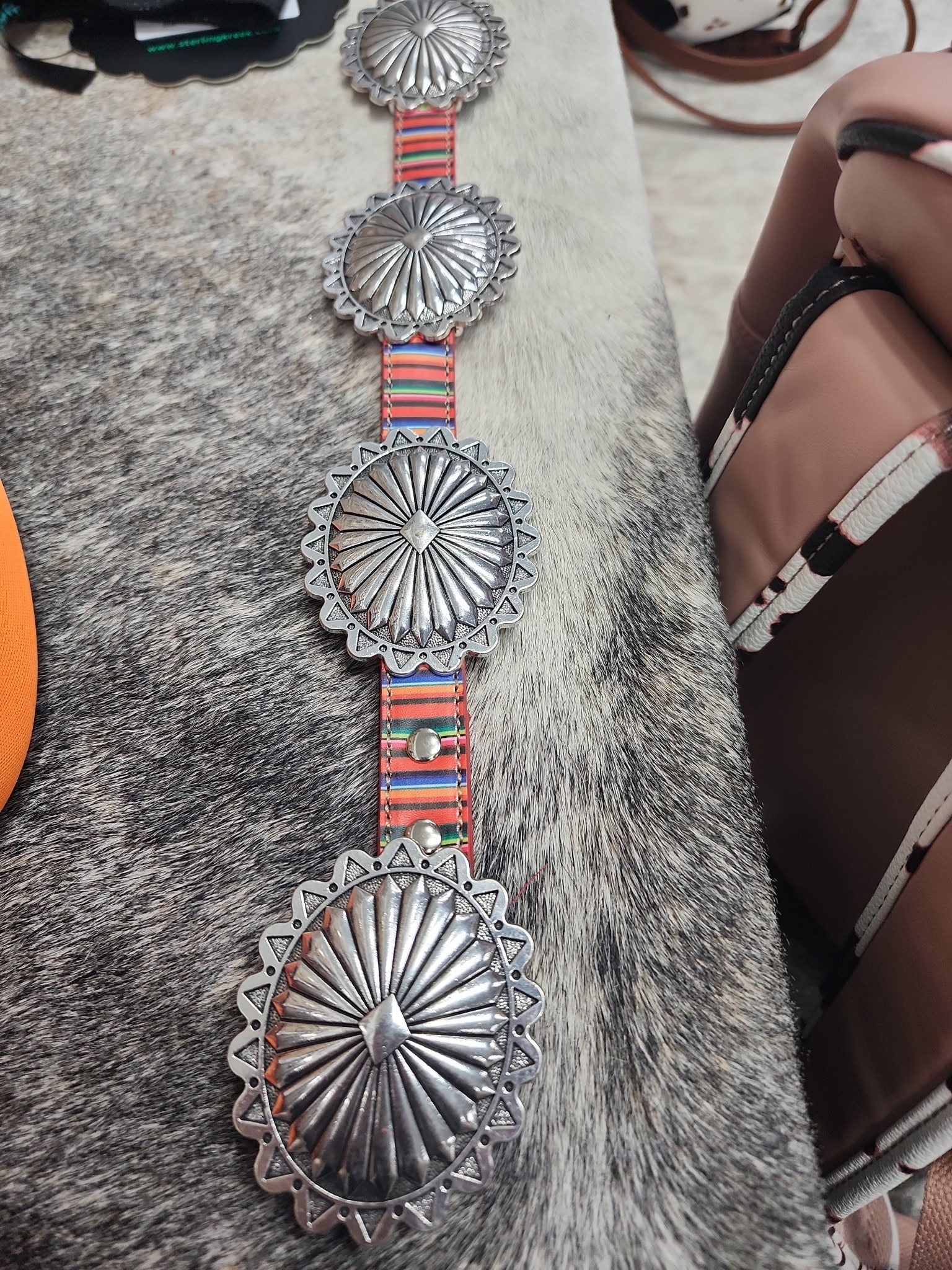 Silver Concho Serape Belt