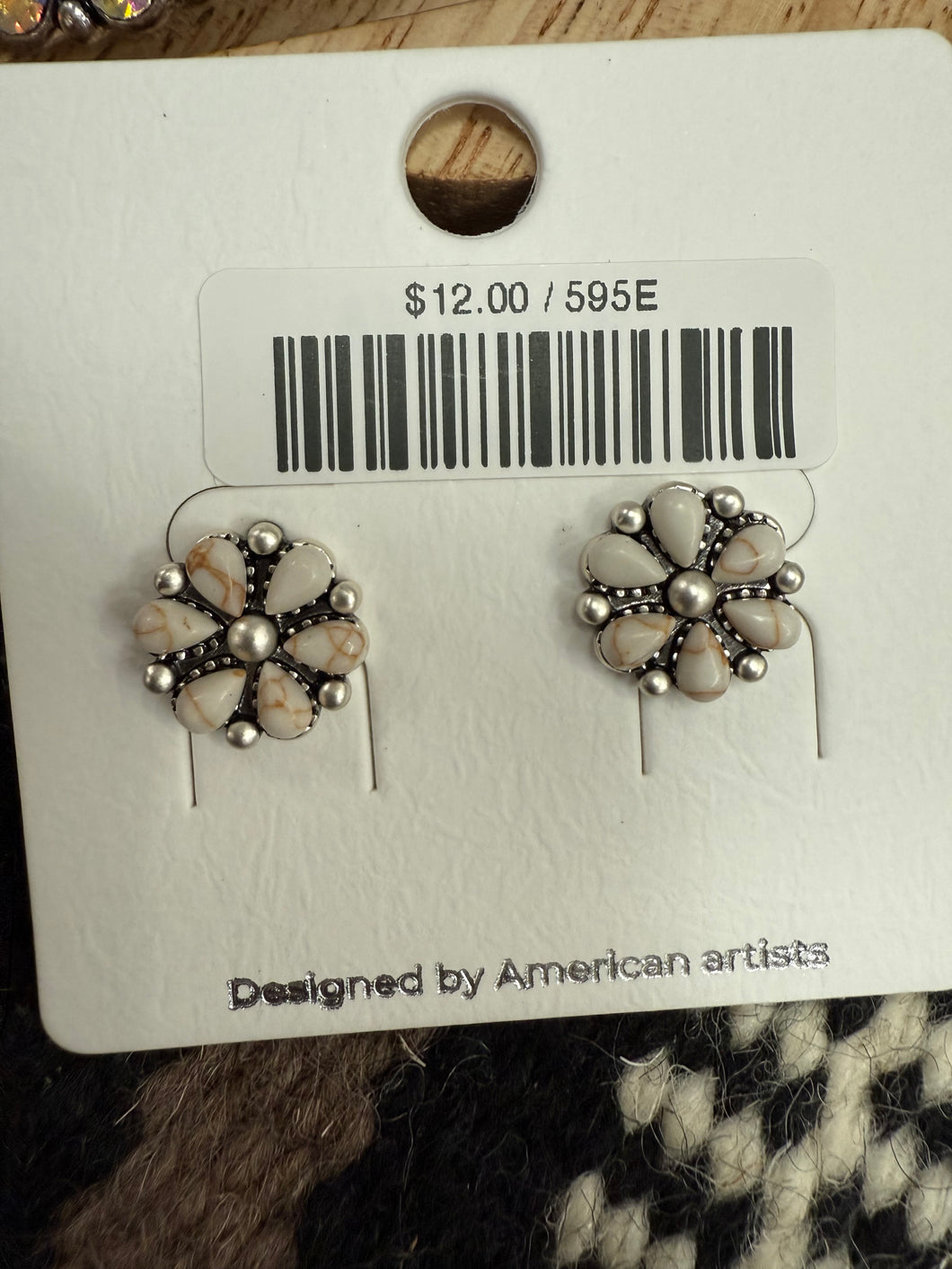 White Floral Cluster Post Earrings