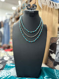 Turquoise/Pearl Layered Bead Necklace