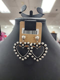 Silver Bead Heart Post Earrings