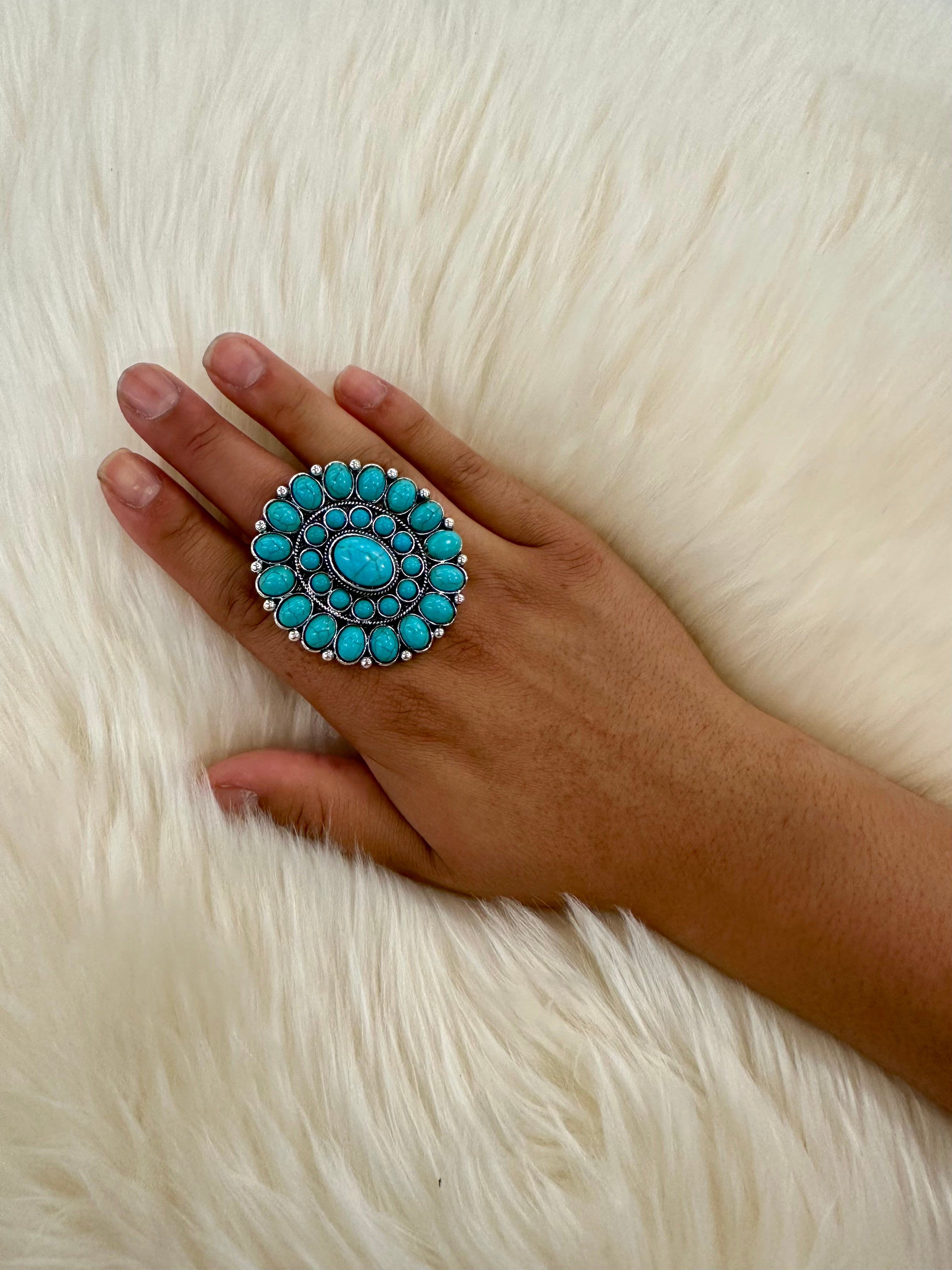 Turquoise Cluster Stretch Ring