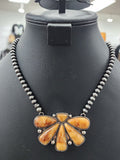 Brown Half Cluster Pendant Necklace and Earrings Set