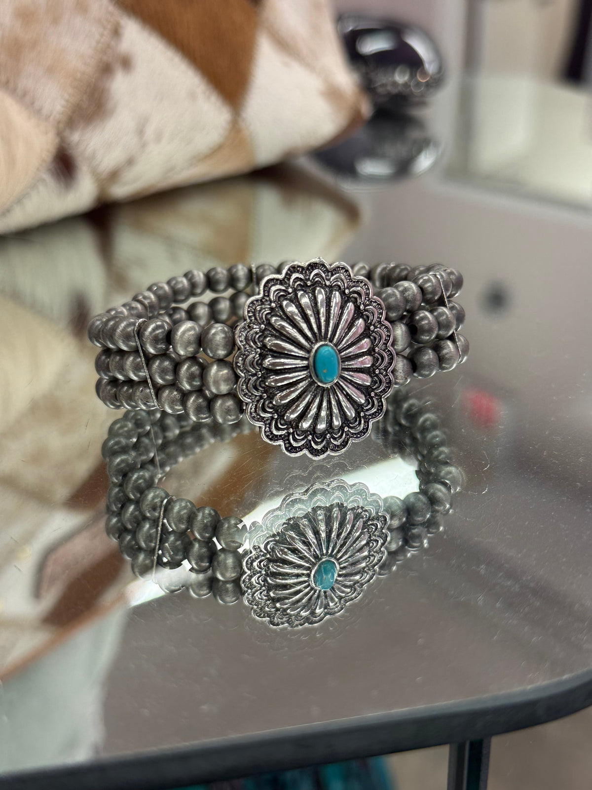 Turquoise Concho Stretch Bracelet
