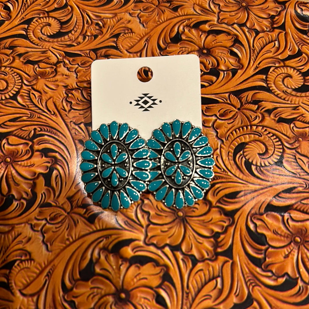 Turquoise Inspired Cluster Post Earrings
