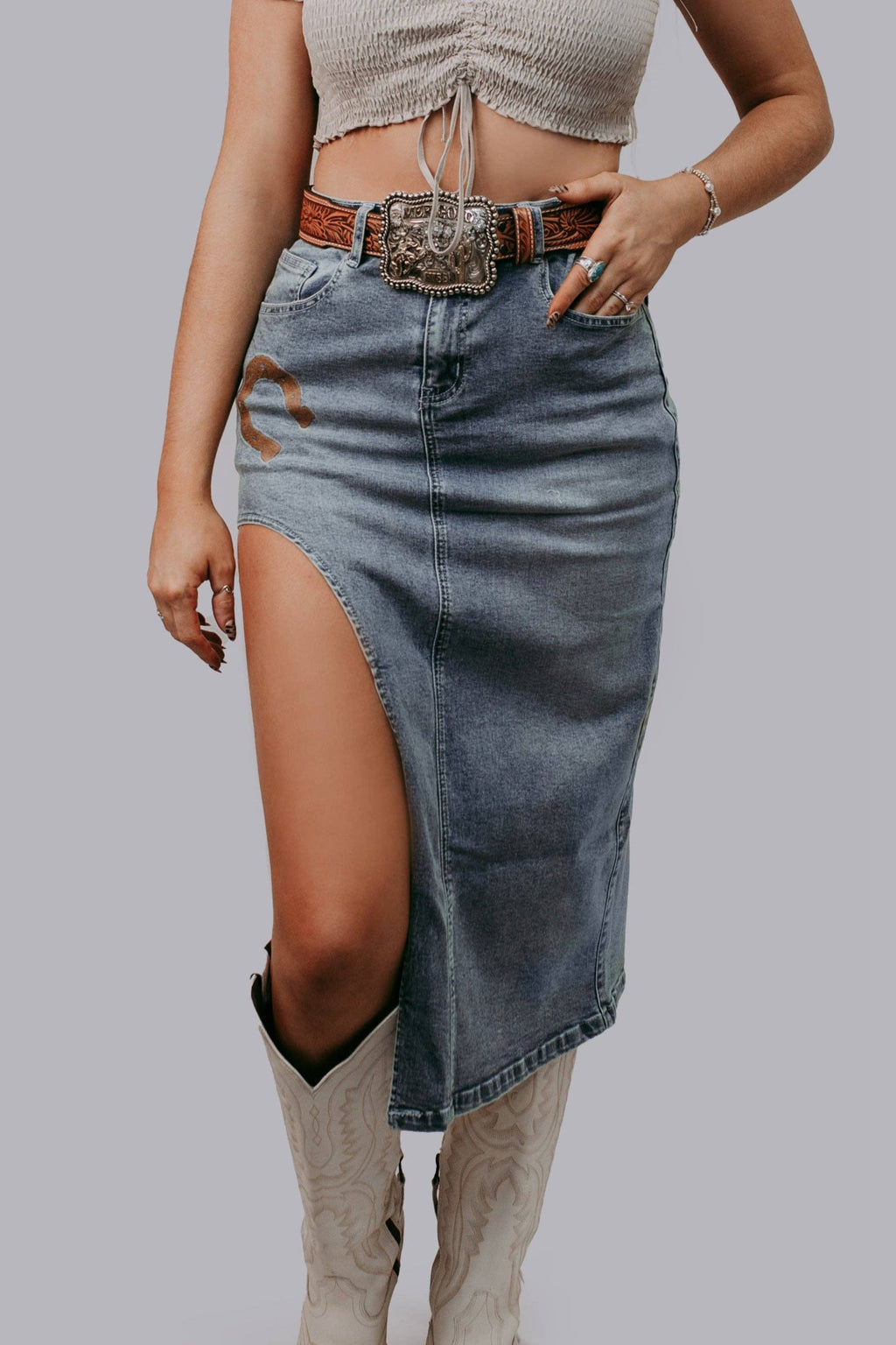 Horseshoe Denim Skirt