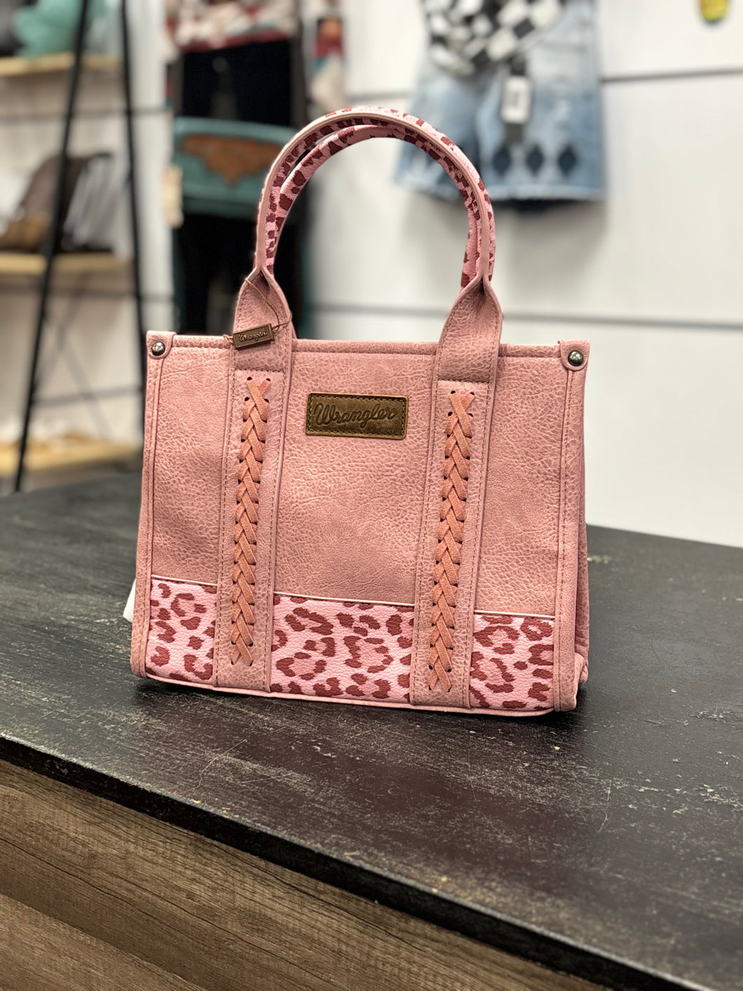 Wrangler Pink Leopard Mini Tote/Crossbody