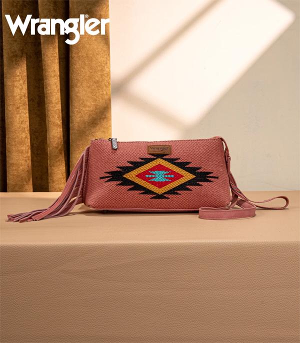 Wrangler Pink Aztec Fringe Crossbody