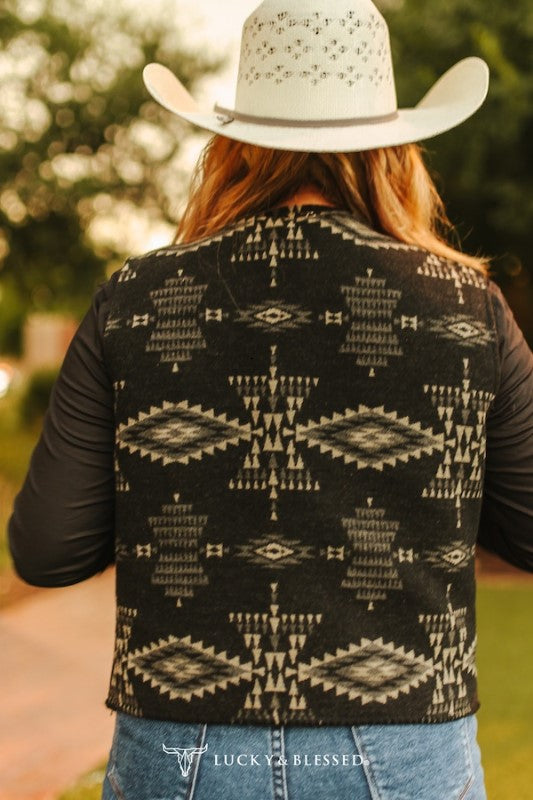 Black Southwestern Wool Vest