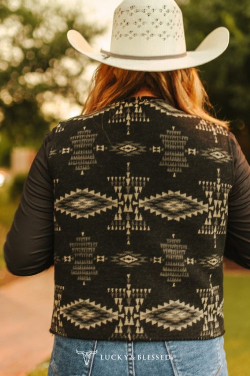 Black Southwestern Wool Vest