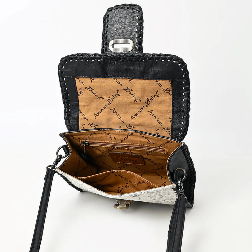 Tooled Leather Salt & Pepper Handbag