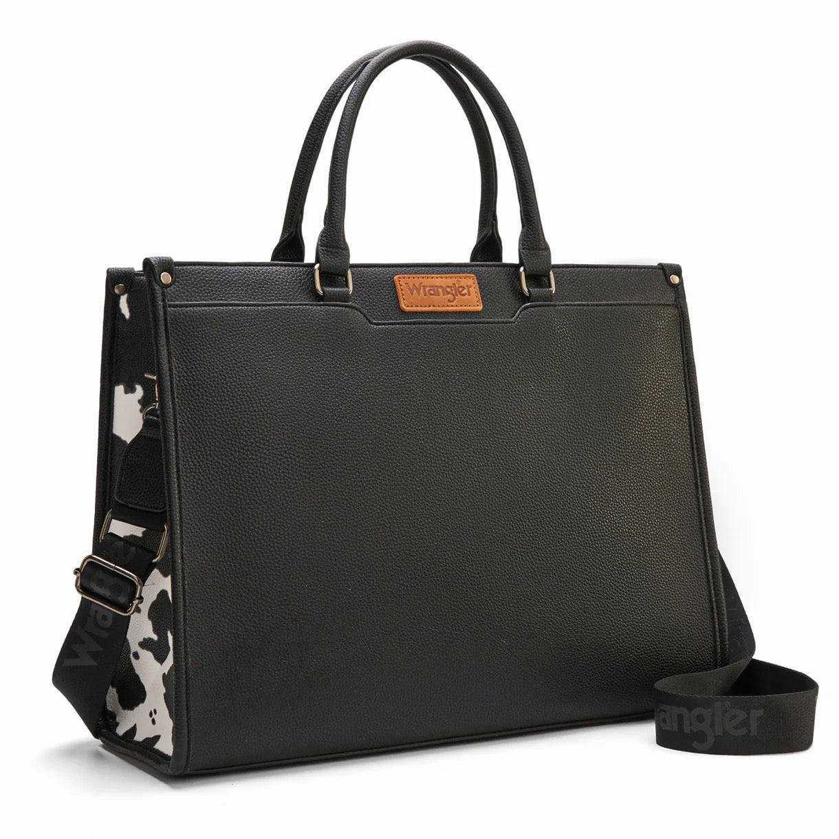 Wrangler Black Cow Print Work Tote Bag