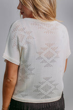 White Aztec Knit Blouse