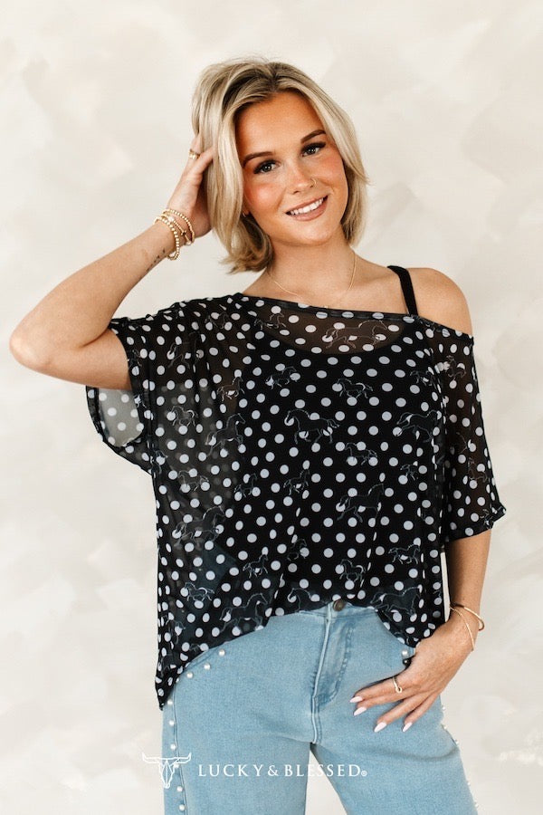 Horse Polka Dot Horse Mesh Top