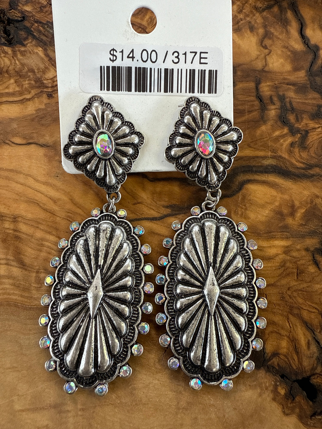 Diamond Stamped Concho Post Earrings
