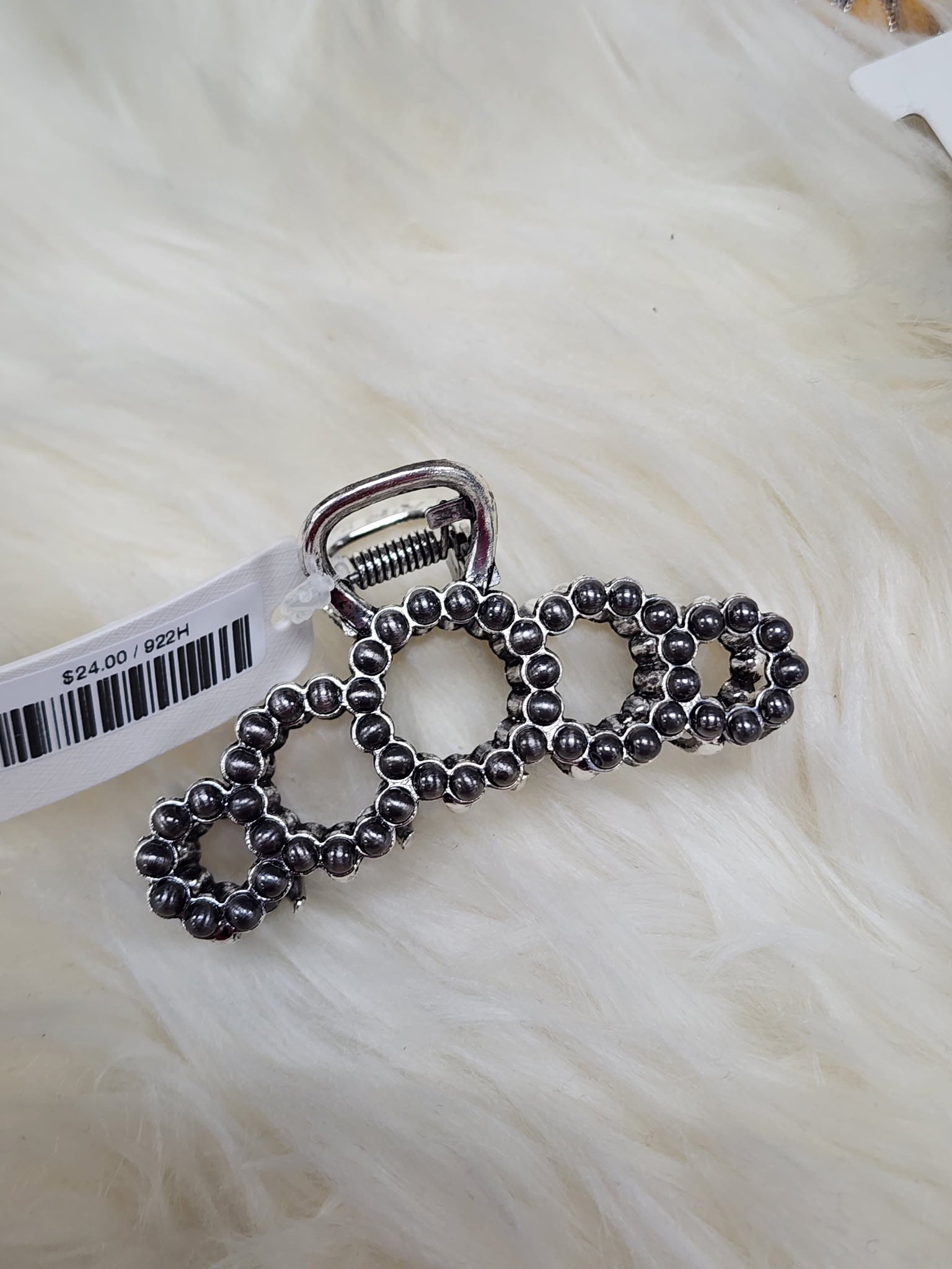 Silver Pearl Bead Hair Clip