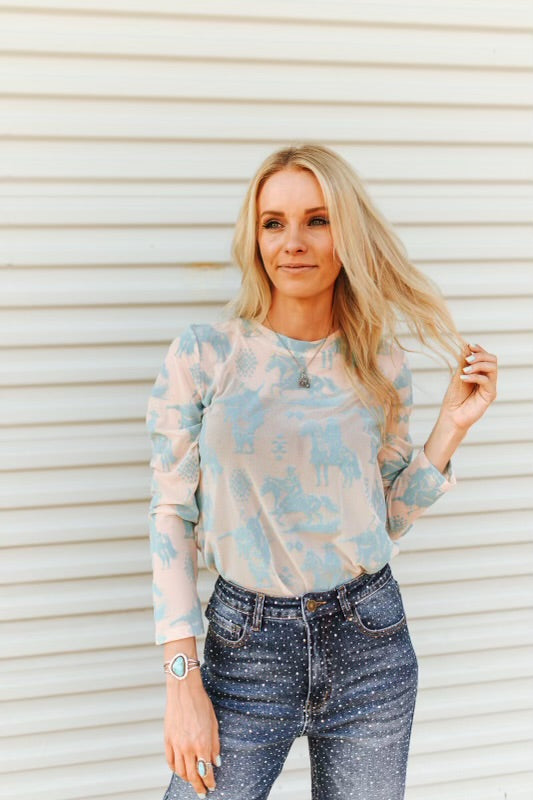 Ivory Rodeo Mesh Top