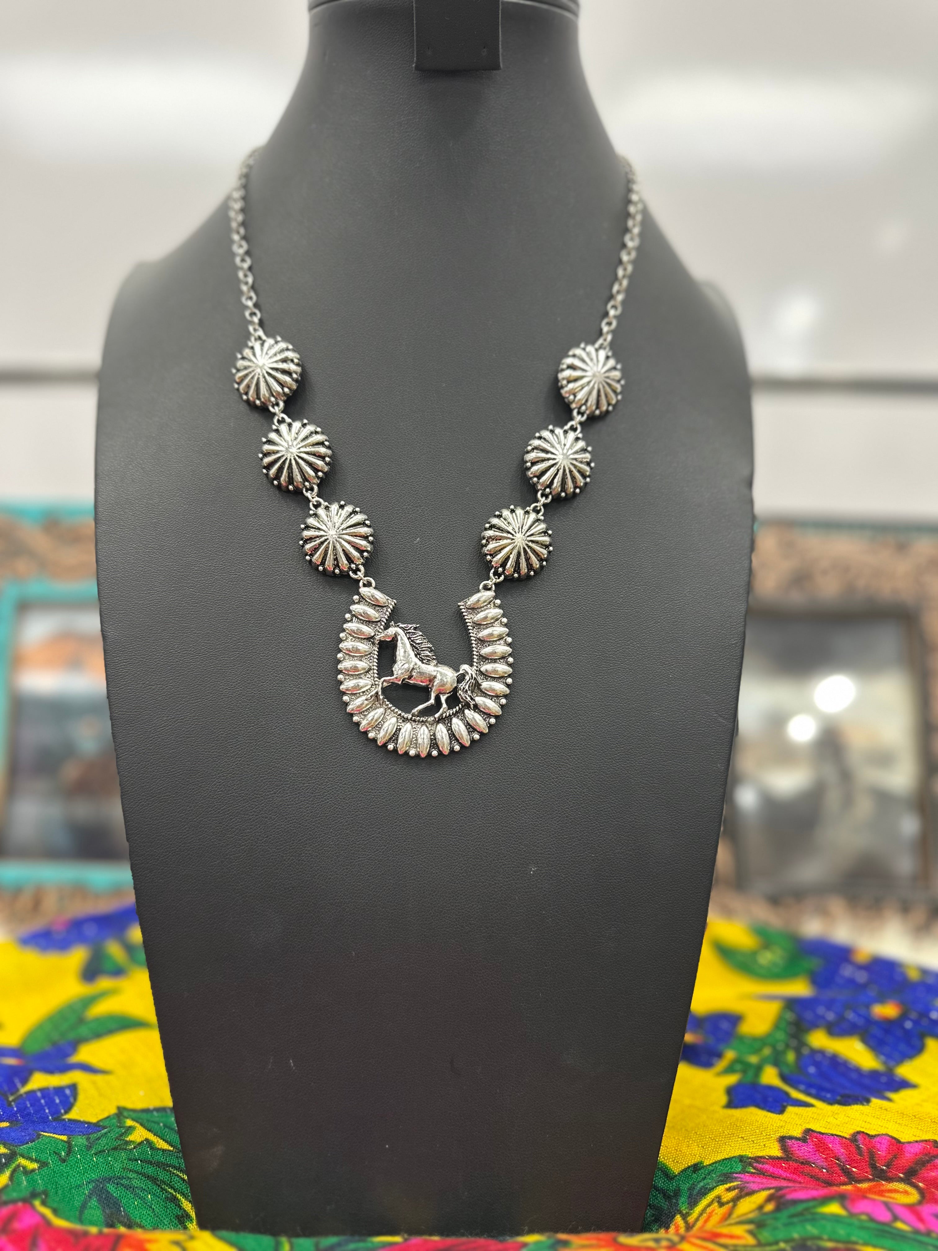 Horse Stamped Concho Necklace