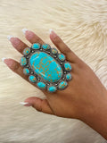 Turquoise Cluster Cuff Ring