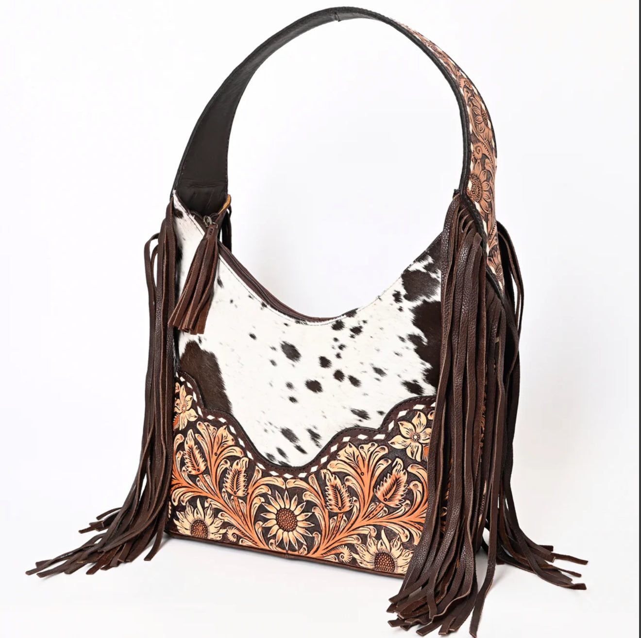 Sunflower Hand Tooled Shoulder Bag