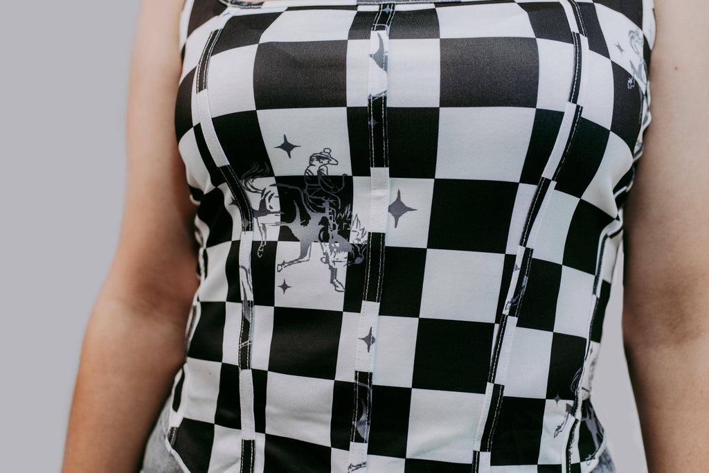 Checked Broncs Corset Top