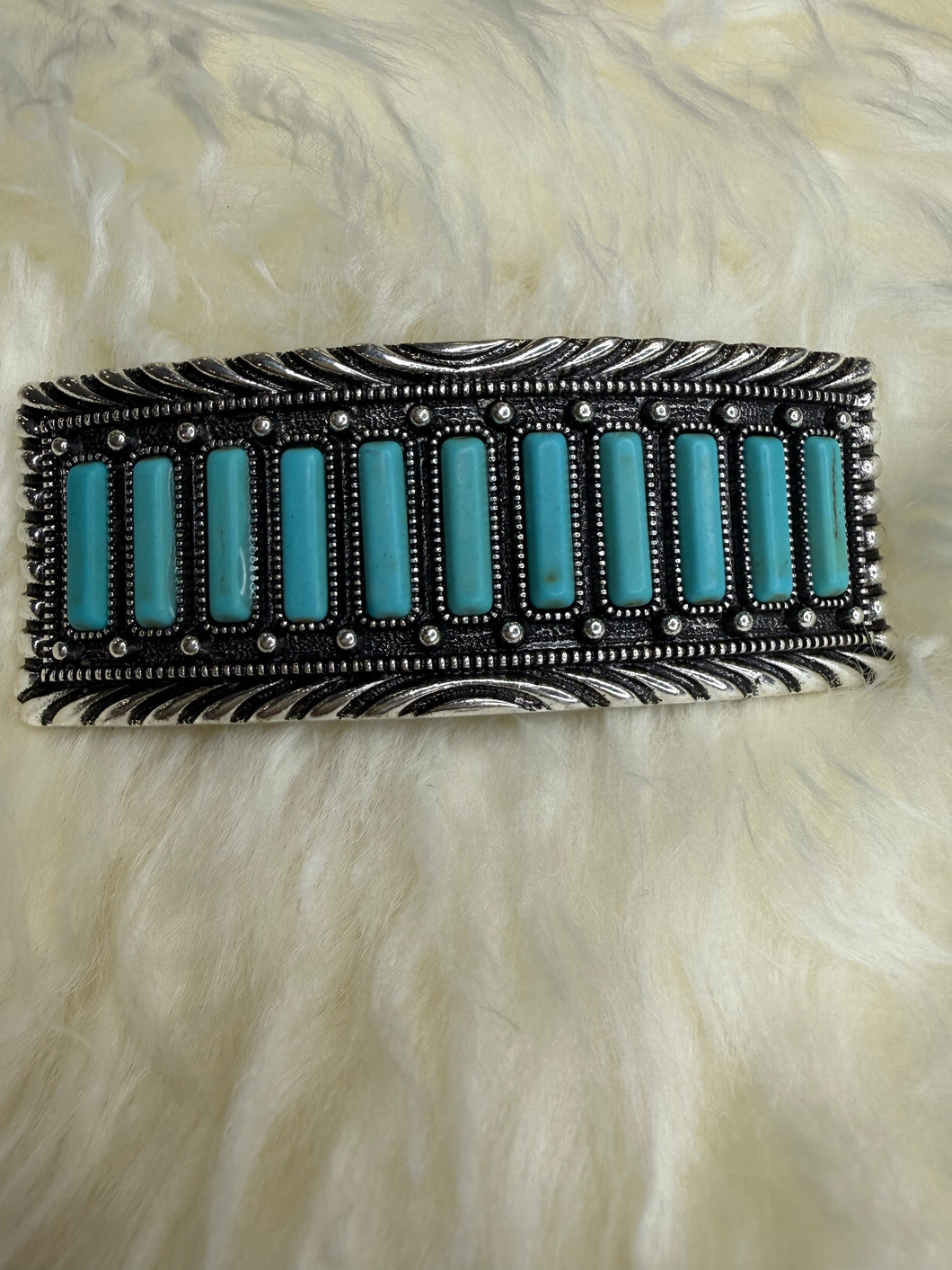 Turquoise Bar Cluster Hair Barette