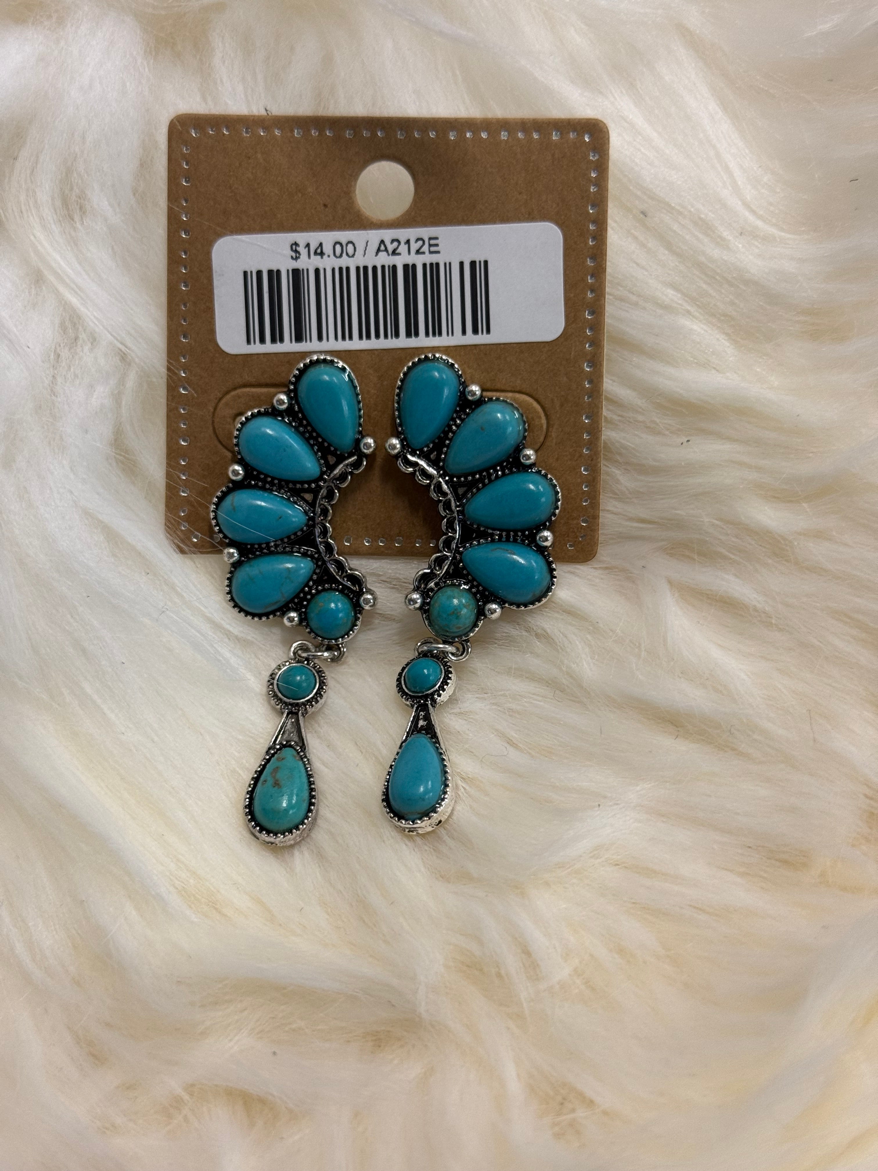 Turquoise Half Cluster Post Earrings