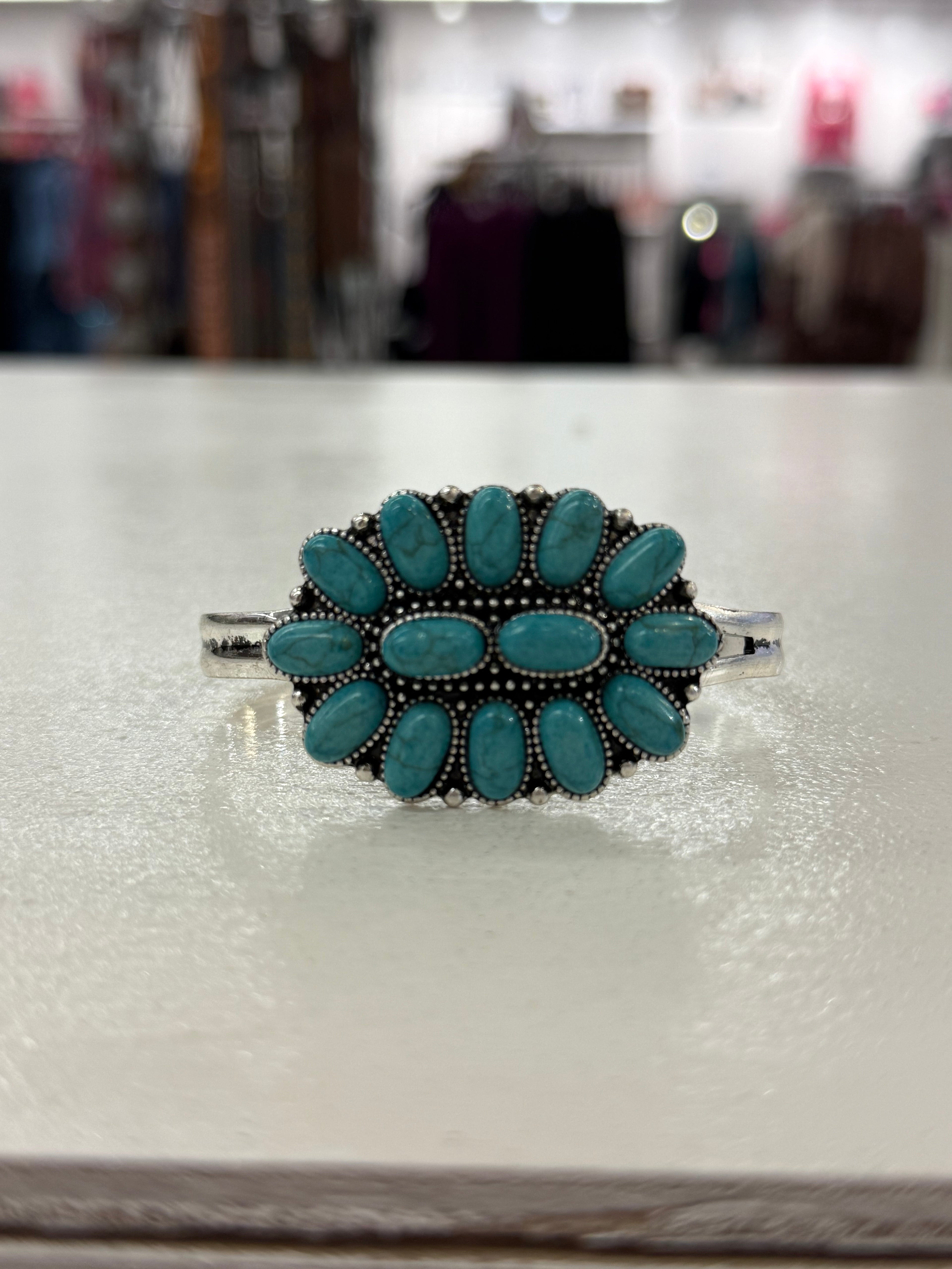 Turquoise Cluster Cuff Bracelet