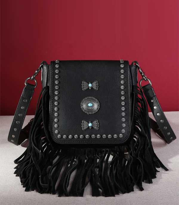 Montana West Black Ribbon Fringe Crossbody