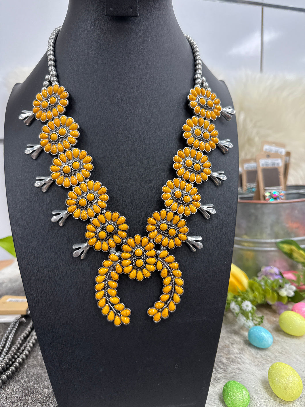 Yellow Cluster Squash and Earrings Set