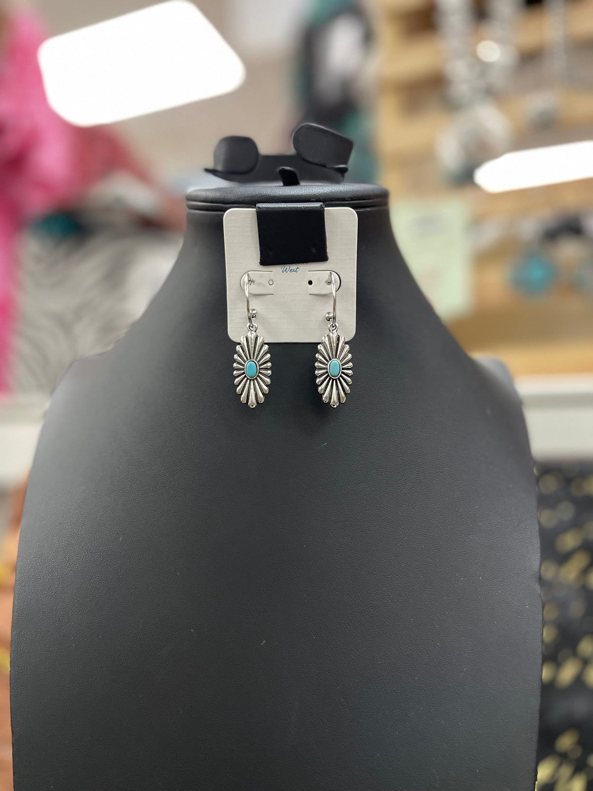 Turquoise Stamped Concho Hoop Earrings