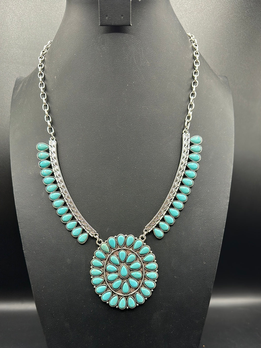 Turquoise Inspired Cluster Necklace