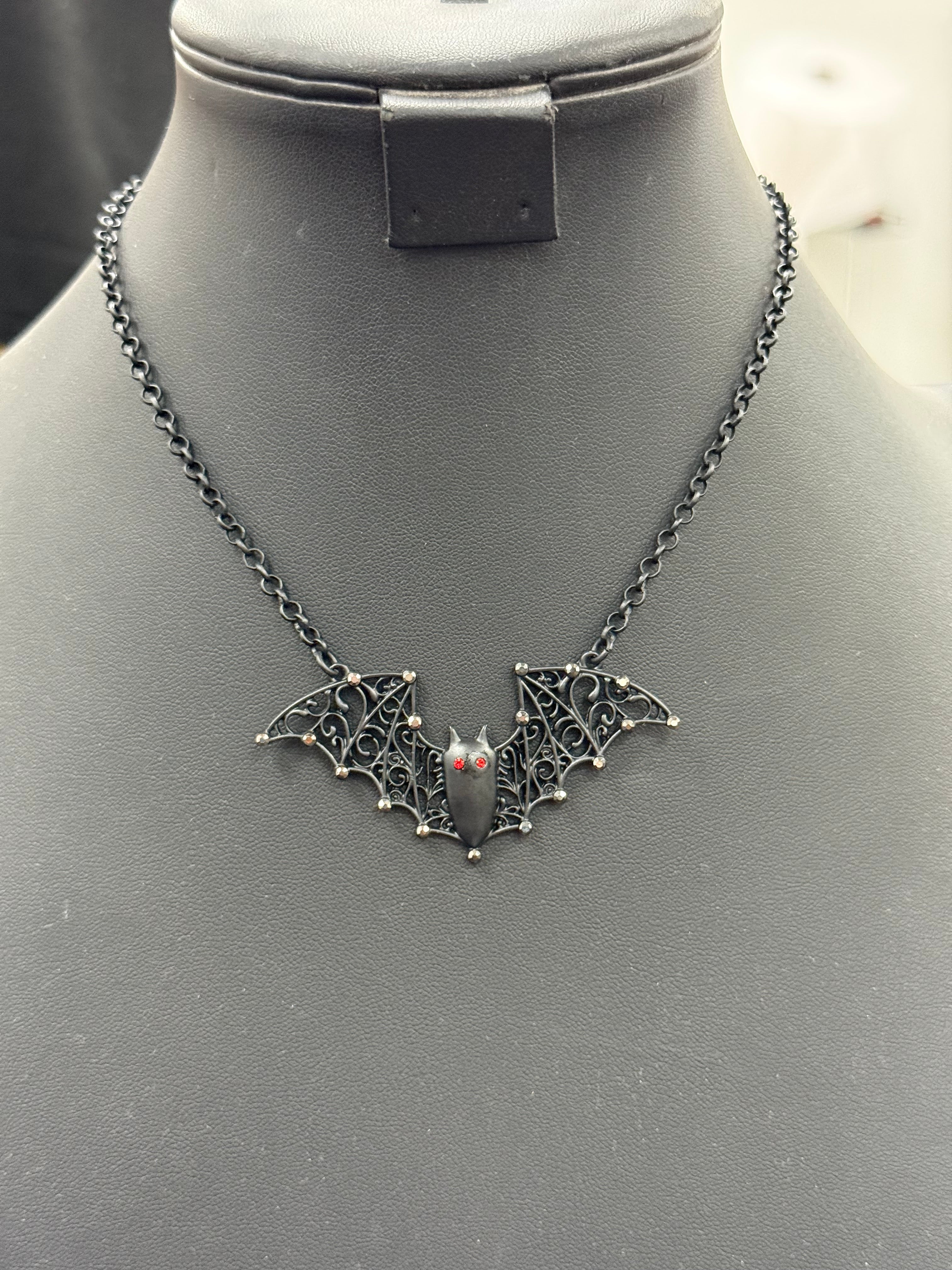 Crystal Halloween Bat Necklace