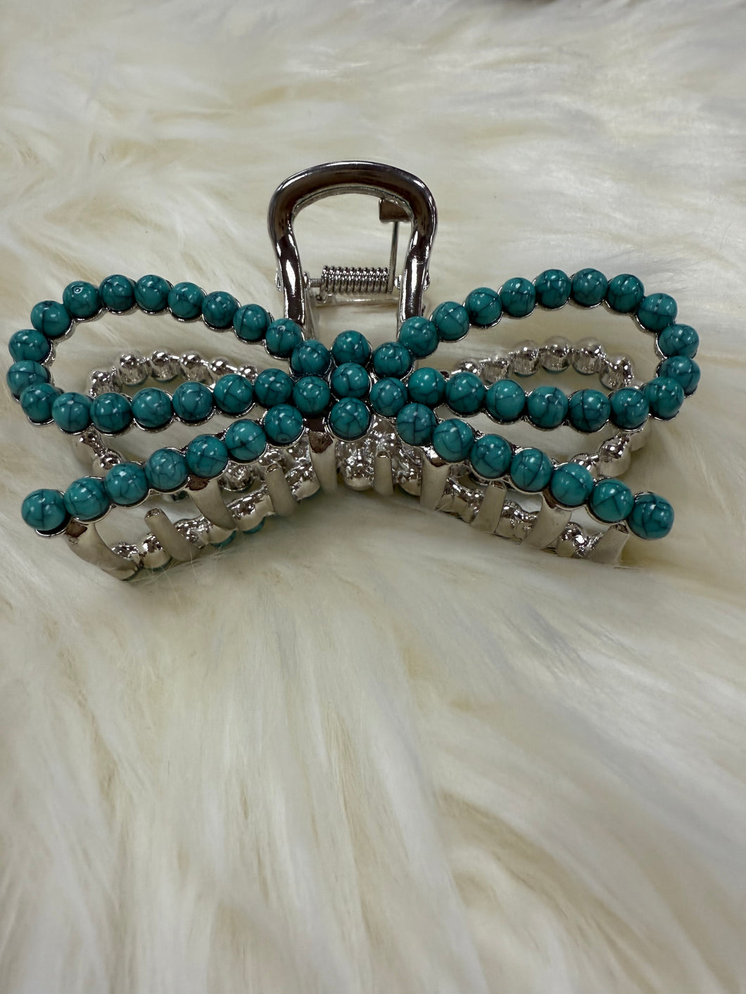 Turquoise Ribbon Hair Clip