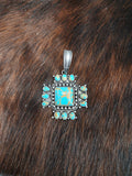 Turquoise Brown Western Cross Pendant