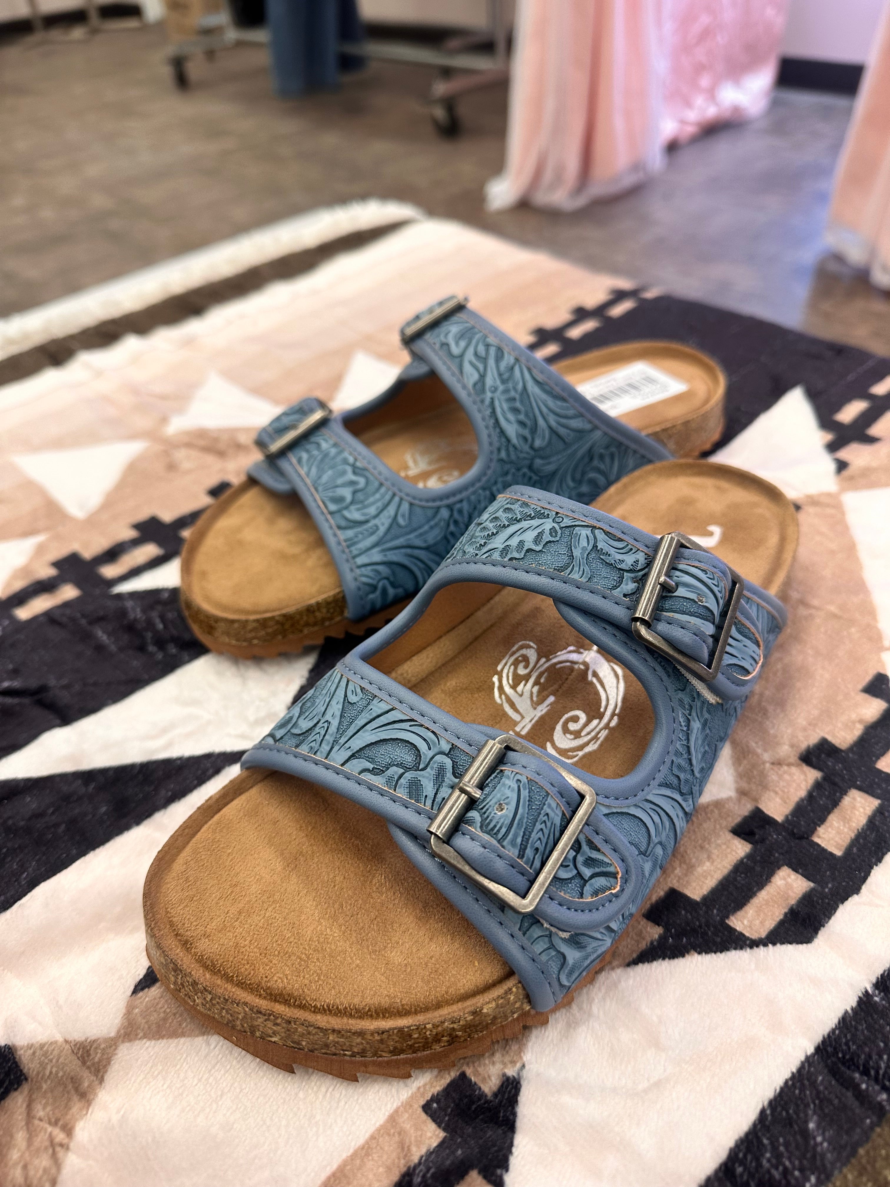 Very Barry Denim Embossed Sandals