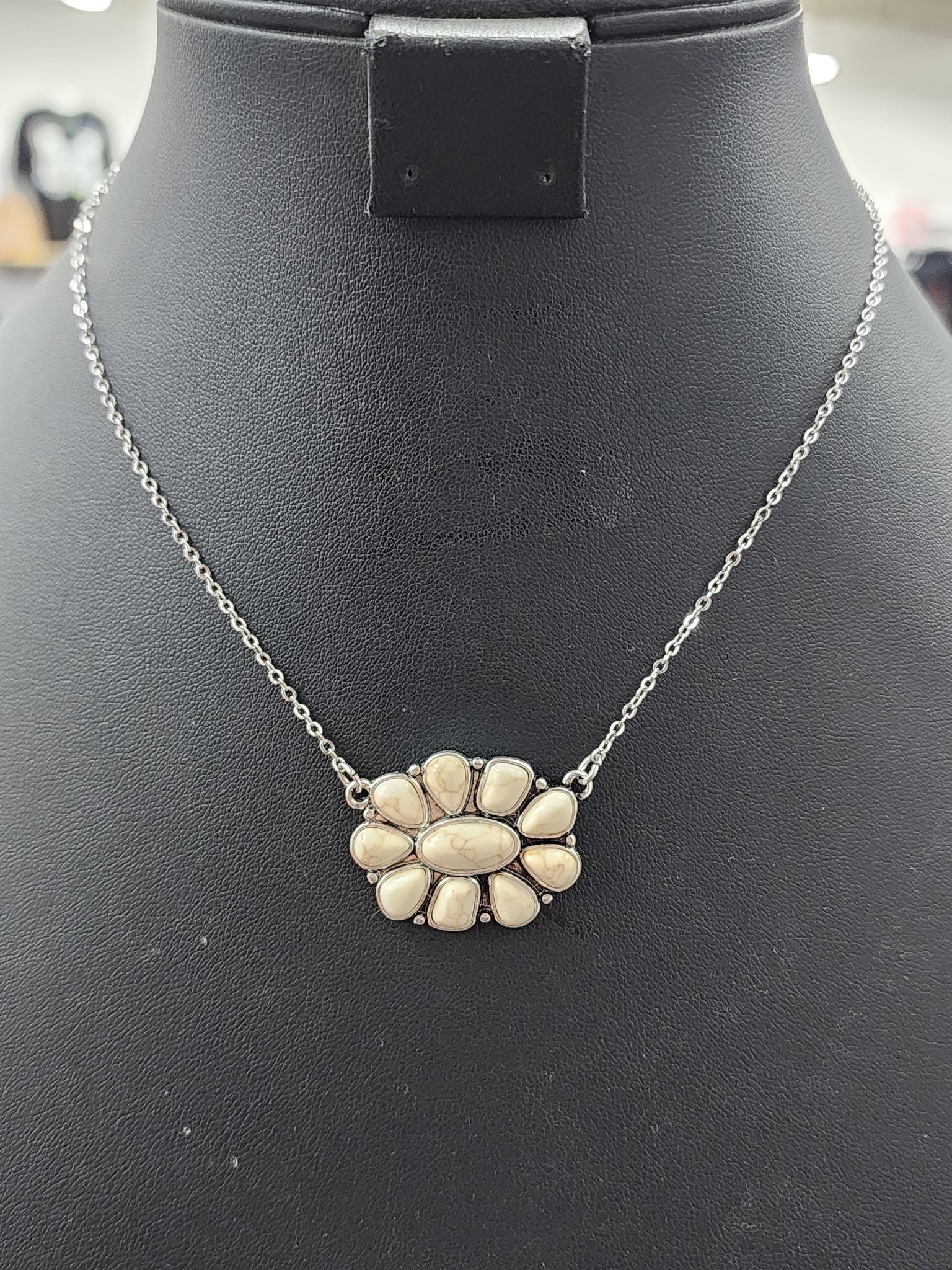 White Cluster Pendant Necklace