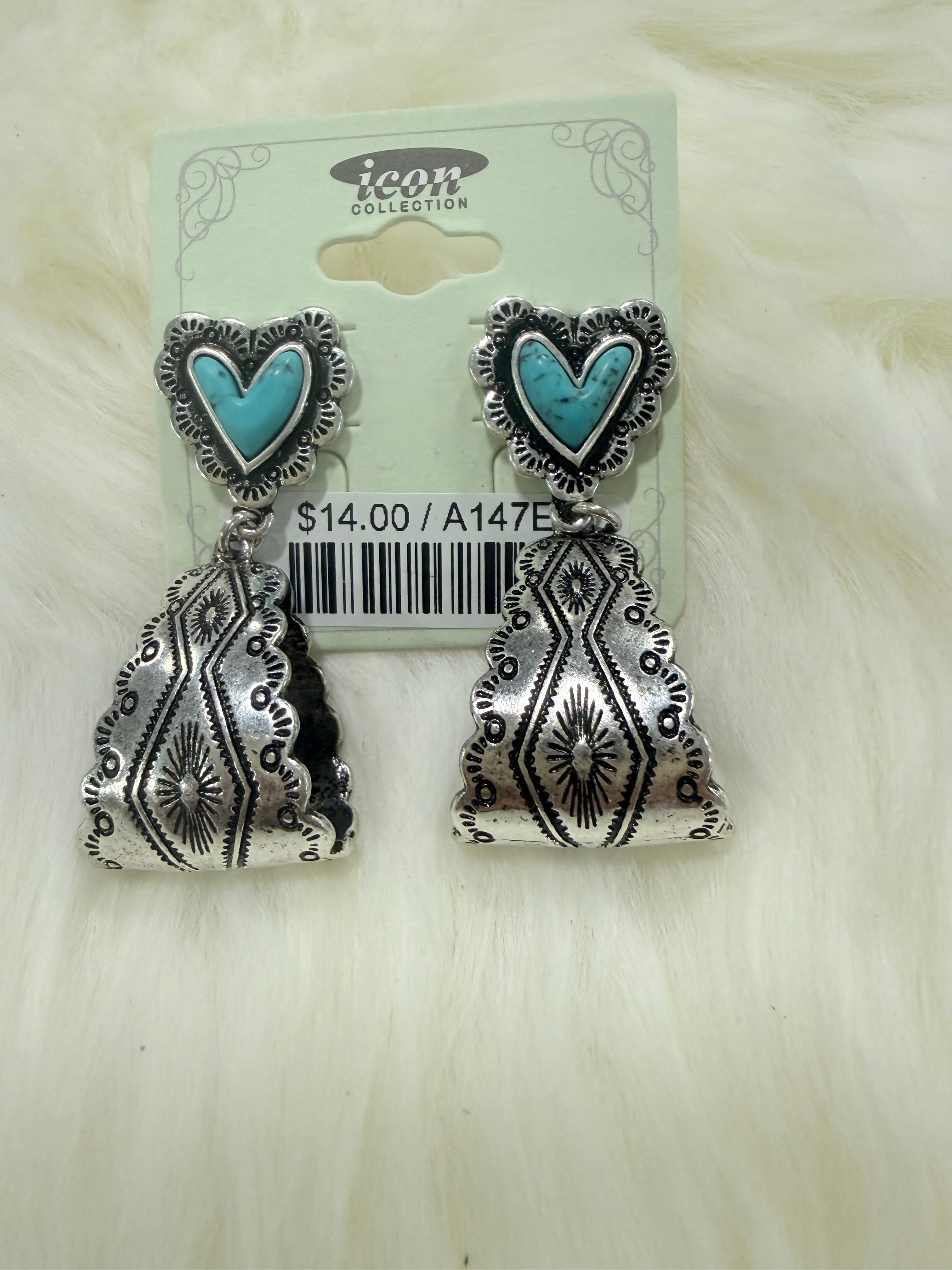 Turquoise Heart Scroll Post Earrings