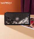Trinity Ranch Black Concho Cowhide Wallet