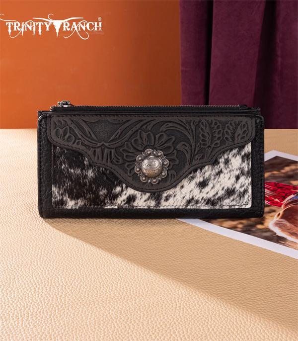 Trinity Ranch Black Concho Cowhide Wallet