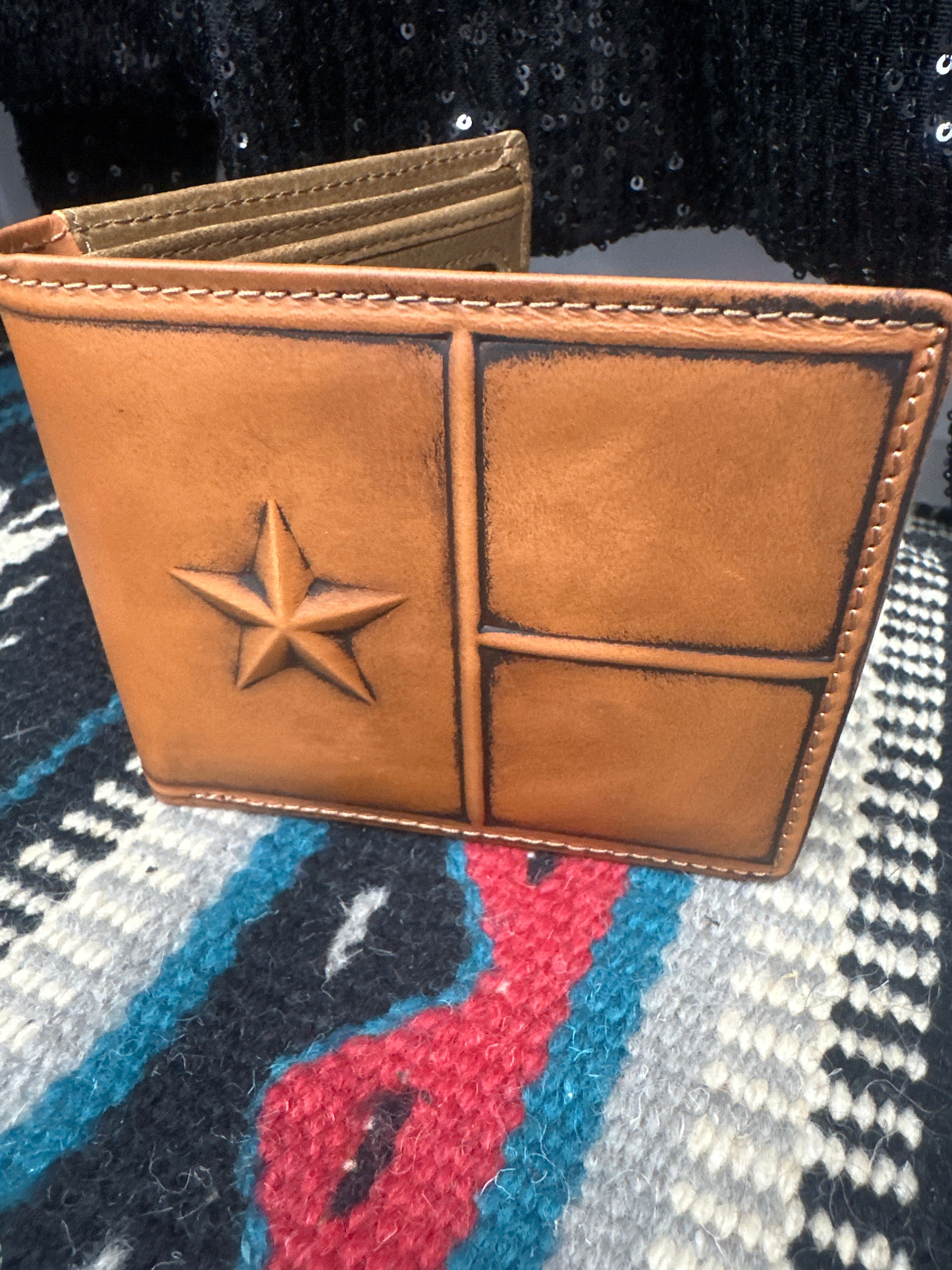 Montana West Brown Star Embossed Bi-Fold Wallet