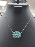 Turquoise Cluster Pendant Necklace