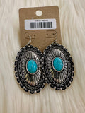 Turquoise Concho Bead Fishhook Earrings