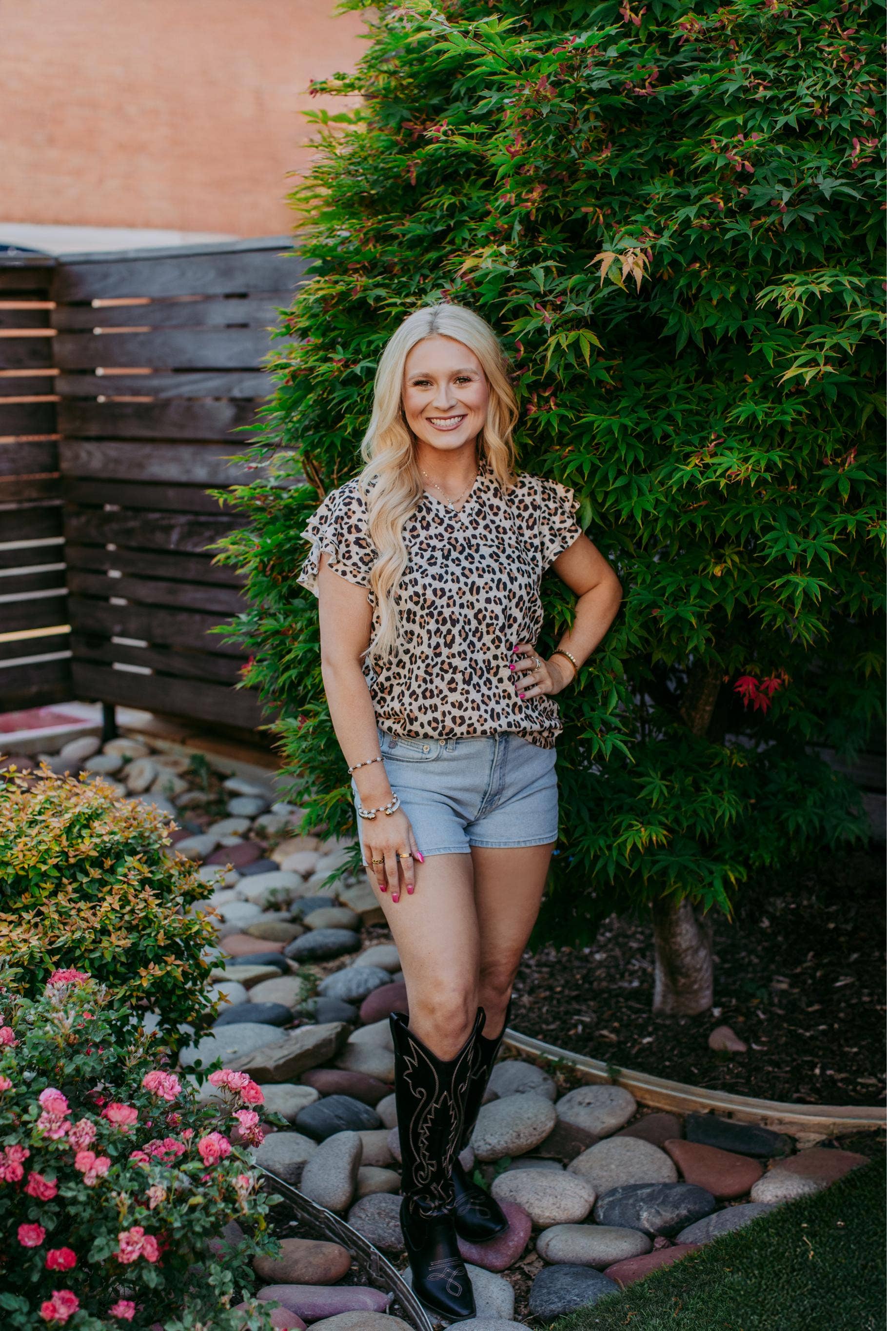 Leopard Print Ruffled Top