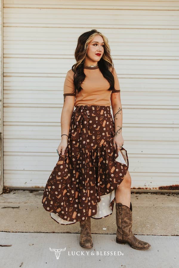 Boots Printed Ruffle Wrap Skirt