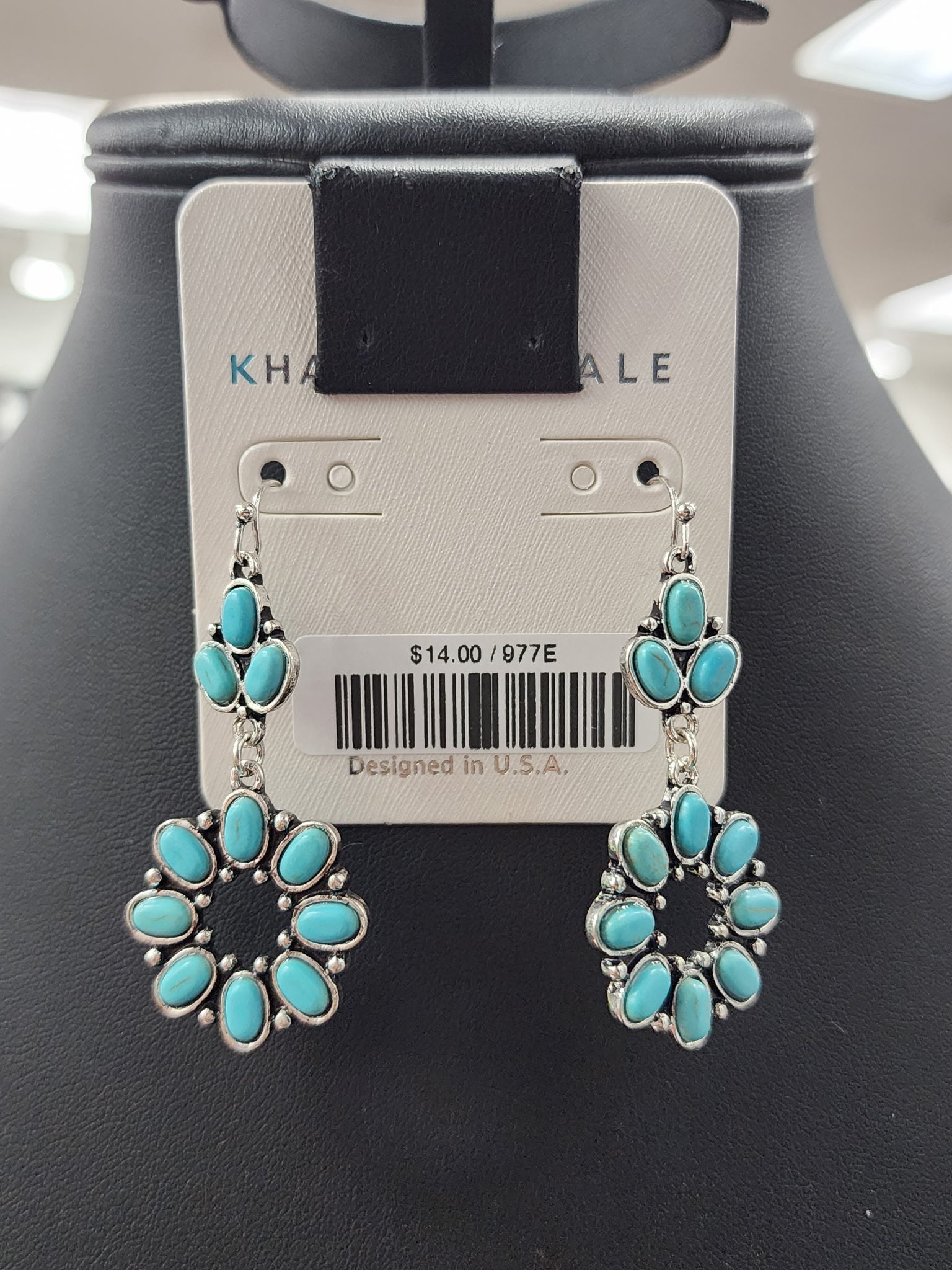 Turquoise Stone Hoop Fishhook Earrings